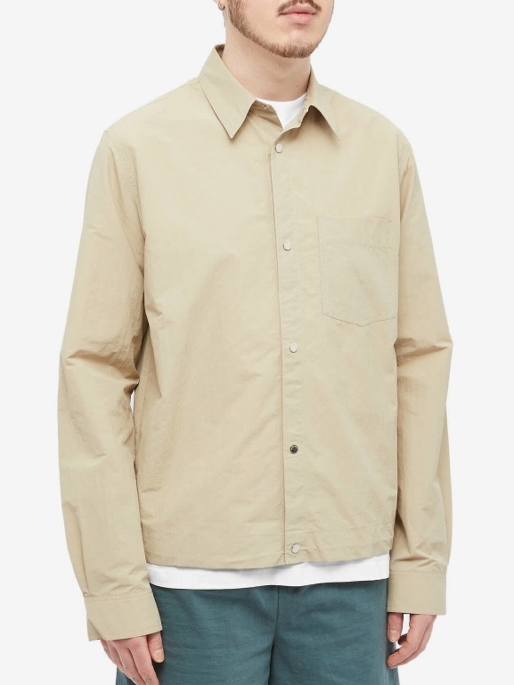 Nanushka Moos Technical Jacket Pebble Beige XL Snap Button Lightweight Overshirt